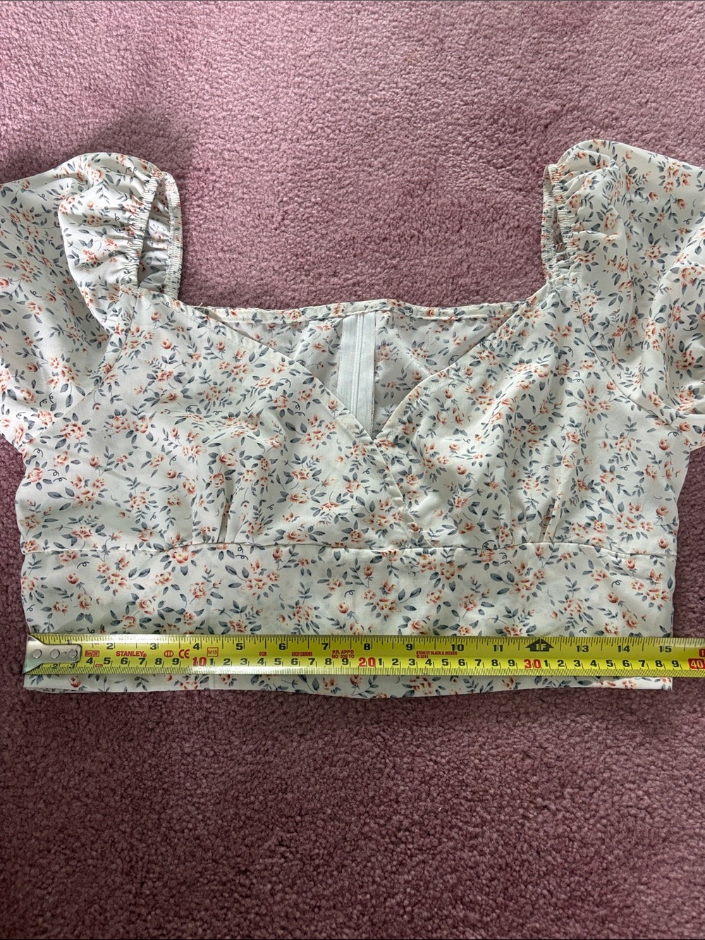 SHEIN Cottagecore Floral Puff Sleeve Crop Top Size Large - Picture 8 of 9